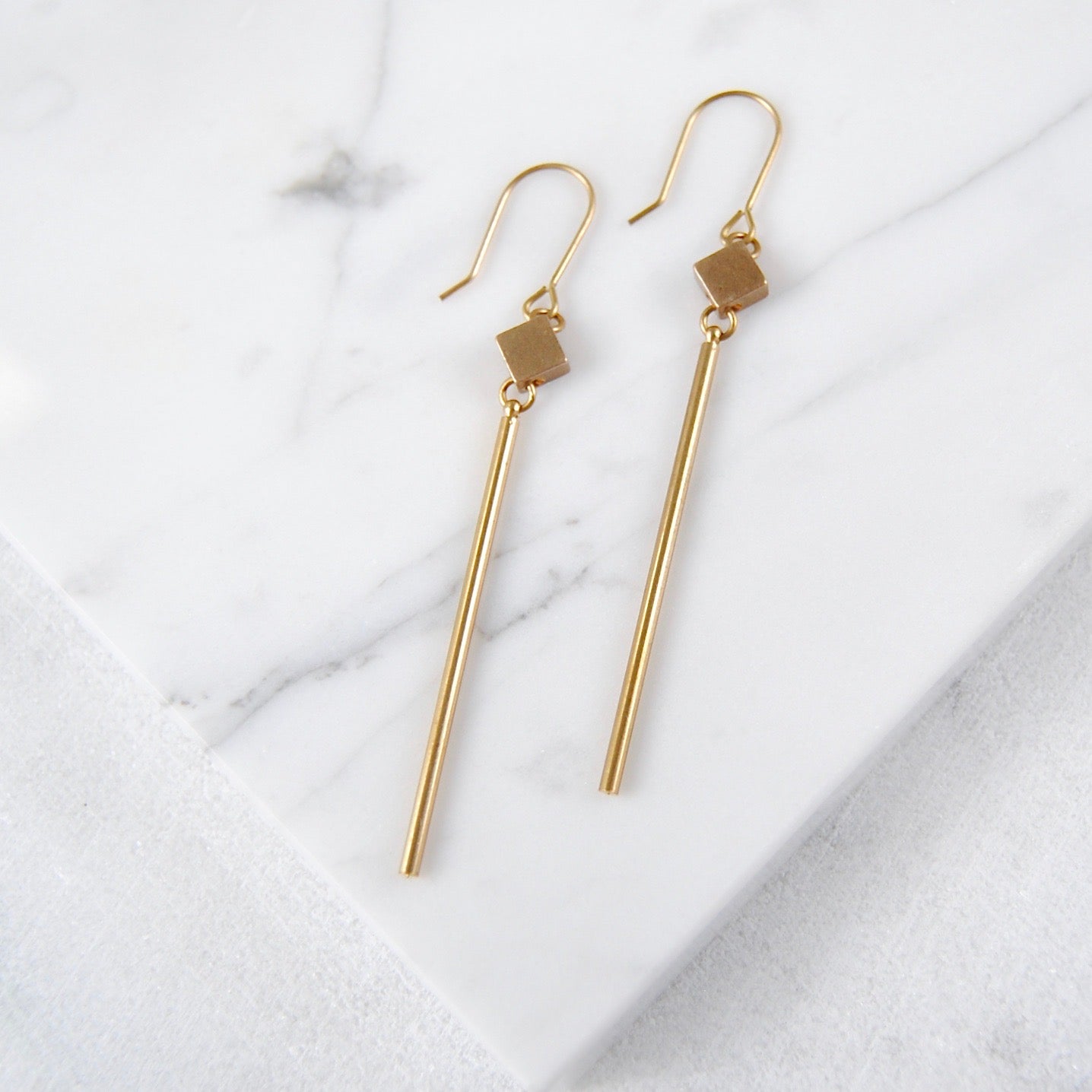 SQUARE AND STICK EARRINGS