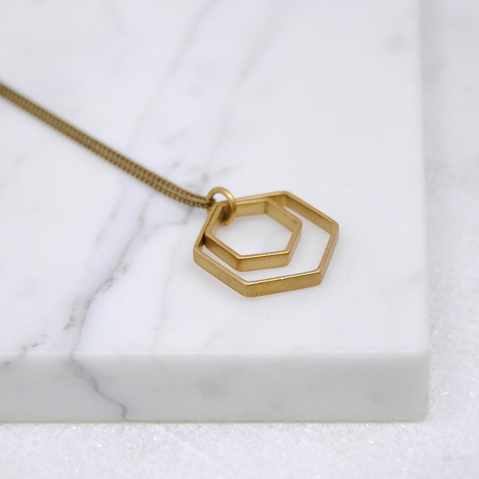 PAIRED HEXAGONS NECKLACE